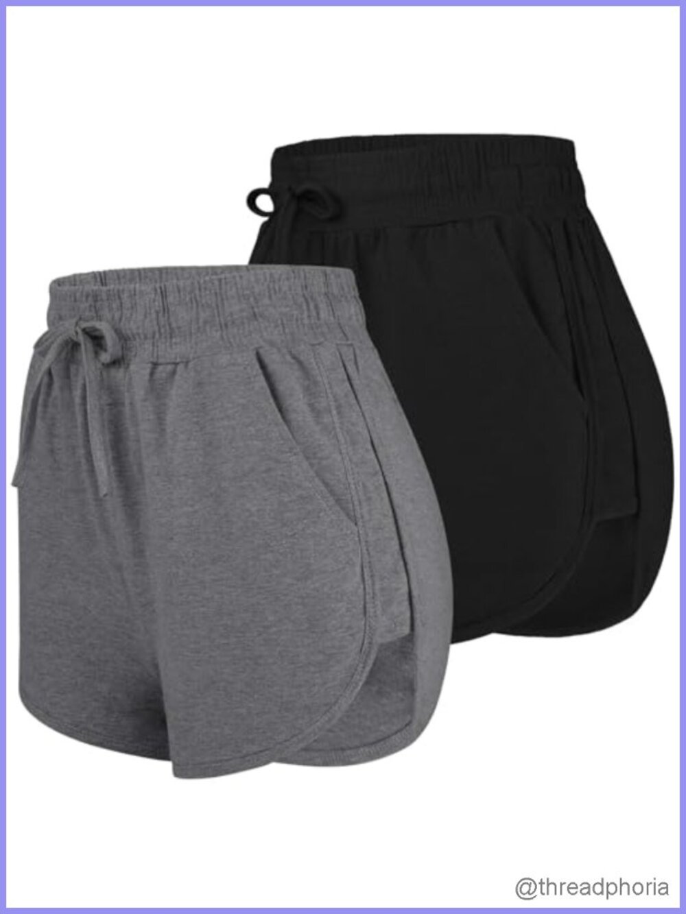 2 Pack Cotton Yoga Shorts for Women Drawstring Waistband with Pockets